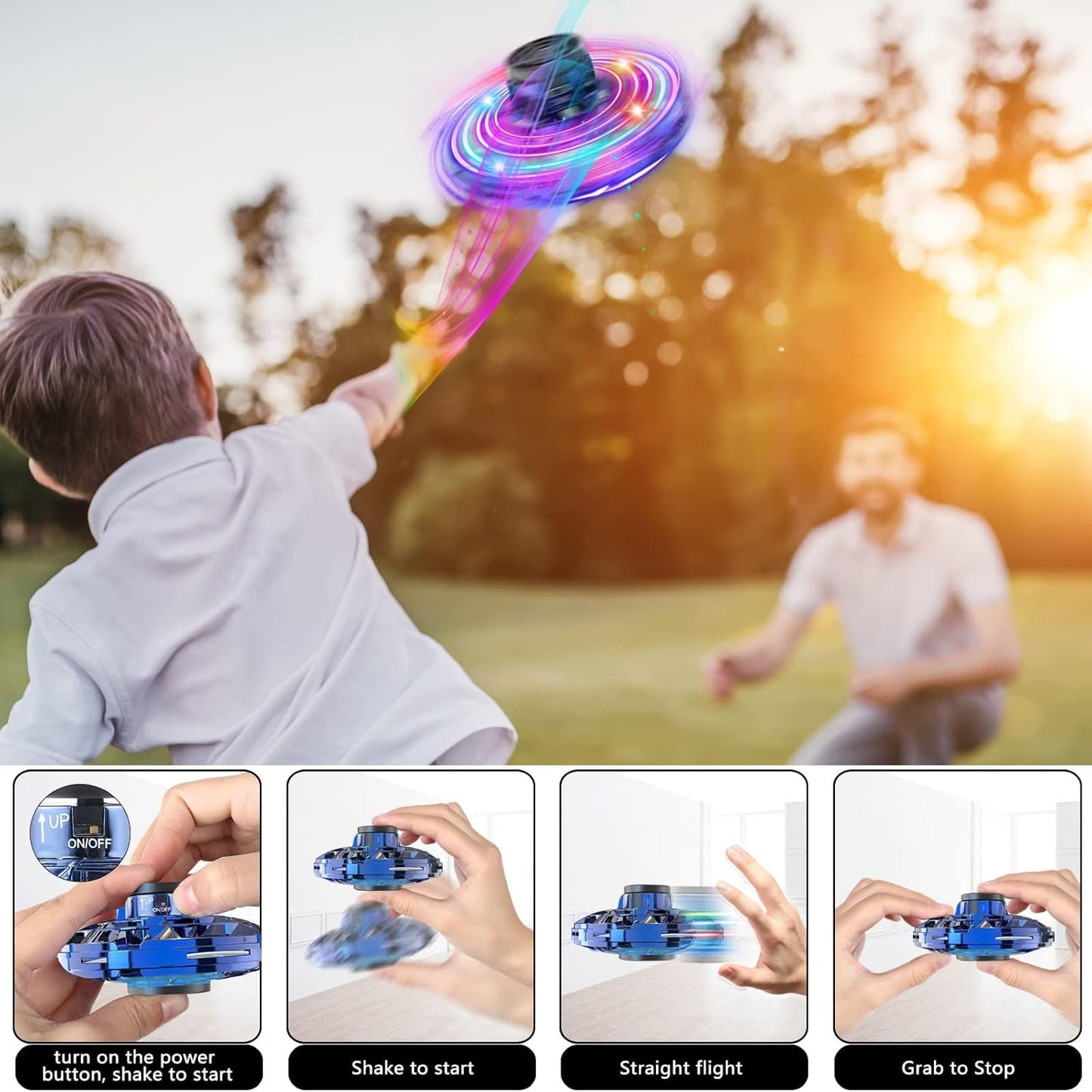 Flying Spinner with LED Lights ,Fun Indoor Outdoor